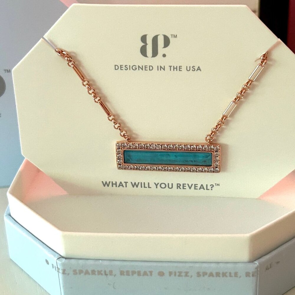 Bomb Party "The Bar of Hope" Aqua Necklace